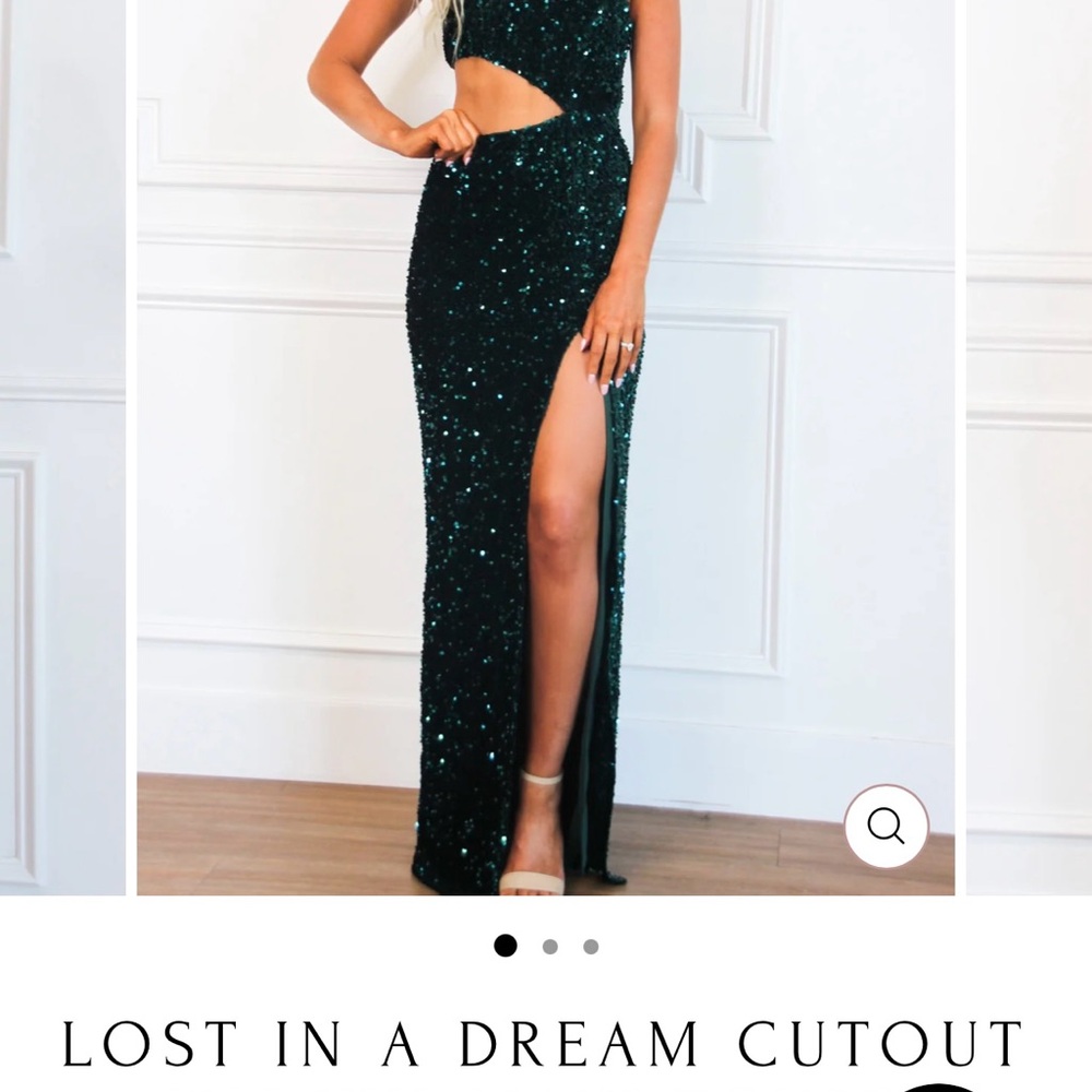 Elegant Green Sequin Cutout Dress